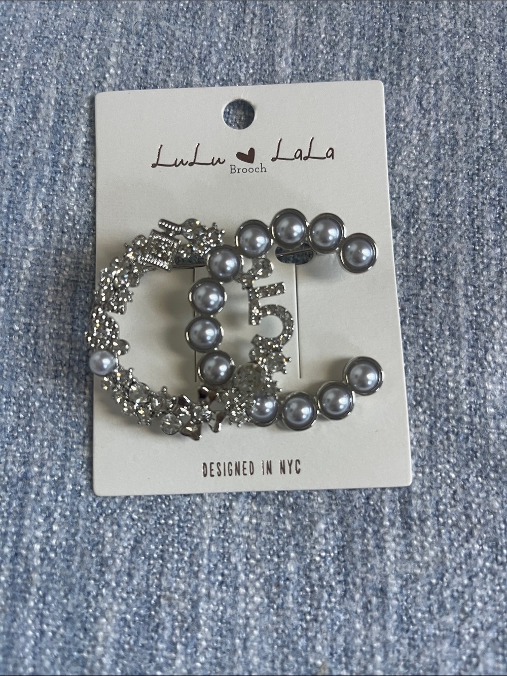 Silver Pearl CC Brooch